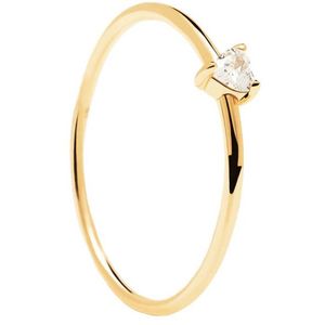 PDPAOLA Minimalistický pozlacený prsten se srdíčkem White Heart Gold AN01-223 56 mm obraz