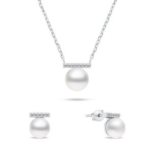 Brilio Silver Elegantní stříbrný set šperků s perlami SET249W (náušnice, náhrdelník) obraz