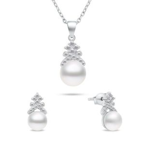 Brilio Silver Půvabný stříbrný set šperků s perlami SET238W (náušnice, náhrdelník) obraz