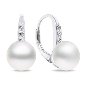 Brilio Silver Půvabné stříbrné náušnice s perlou a zirkony EA723W obraz