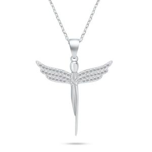 Brilio Silver Půvabný stříbrný náhrdelník Andělíček se zirkony NCL132W obraz