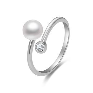 Beneto Otevřený stříbrný prsten s pravou perlou a zirkonem AGG469P obraz