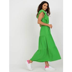 Dámské šaty s volánem letní midi LEONARDA světle zelené obraz