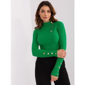 Dámský svetr s ozdobnými knoflíky MIX zelený obraz