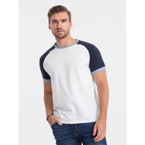 Pánské bavlněné tričko REGLAN bílé a tmavě modré obraz