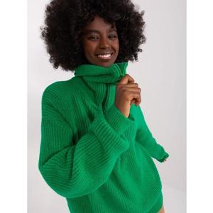 Dámský svetr s rolákem a zipem u krku POT zelený obraz