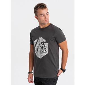 Pánské bavlněné tričko s potiskem V1 OM-TSPT-0169 šedé obraz