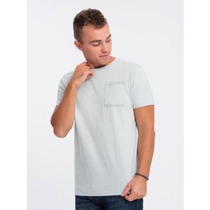 Pánské bavlněné tričko s kapsou V10 OM-TSPT-0154 světle šedé obraz