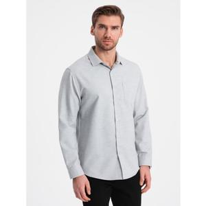 Pánská košile s kapsami REGULAR FIT V2 OM-SHCS-0148 světle šedá melanžová obraz