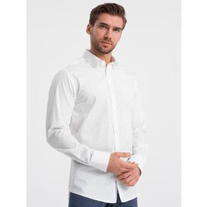 Pánská bavlněná košile SLIM FIT s mikro vzorem bílá obraz