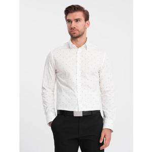 Pánská bavlněná košile SLIM FIT s kotvičkami bílá obraz