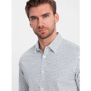Pánská košile SLIM FIT s jemným vzorem bílá obraz
