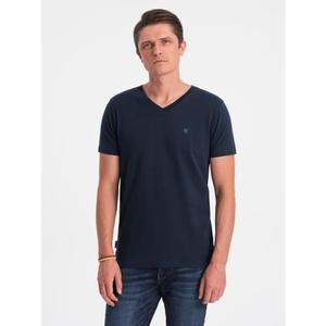 Pánské tričko V-NECK s elastanem V2 OM-TSCT-0106 tmavě modré obraz