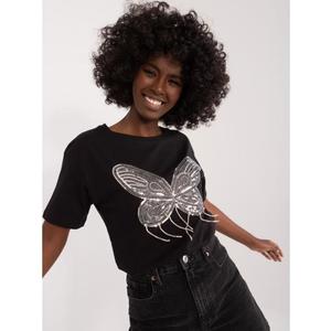 Dámské tričko s aplikacemi motýlů FLIES černé obraz
