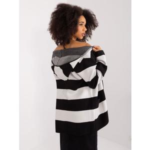 Dámský svetr na zip s kapucí černobílý obraz