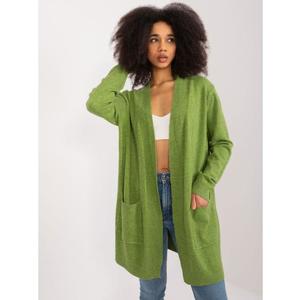 Dámský svetr s kapsami světle zelený obraz