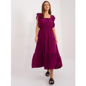 Dámské šaty s volánky midi tmavě fialové obraz