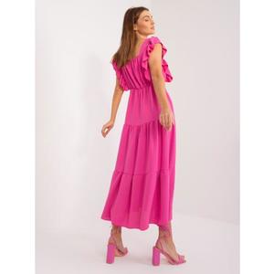 Dámské šaty s volánkem a elastickým pasem tmavě růžové obraz
