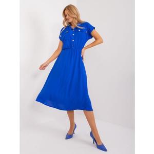 Dámské šaty s elastickým pasem kobaltově modré obraz