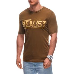 T-shirt męski z nadrukiem S1928 brązowy obraz