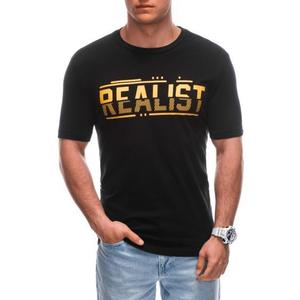 T-shirt męski z nadrukiem S1928 czarny obraz