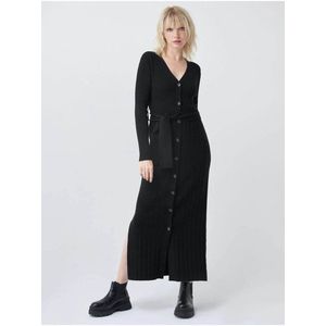 Černé dámské dlouhé propínací pletené šaty Salsa Jeans obraz