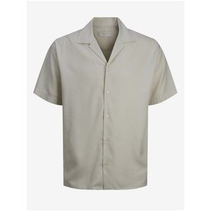 Béžová pánská košile s krátkým rukávem Jack & Jones Aaron obraz