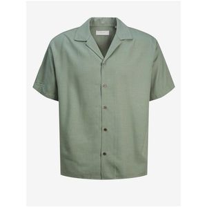 Zelená pánská košile s krátkým rukávem Jack & Jones Aaron obraz