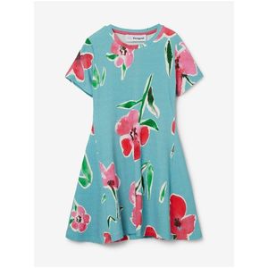 Růžovo-tyrkysové holčičí květované šaty Desigual Belisa obraz