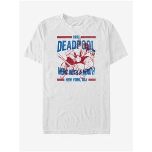 Bílé unisex tričko Marvel Deadpool Text Overlay obraz