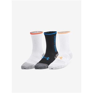 Sada tří párů dětských sportovních ponožek v bílé a černé barvě Under Armour Y UA Perform Tech 3p Crew obraz