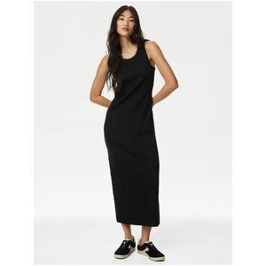 Černé dámské žebrované midi šaty Marks & Spencer obraz