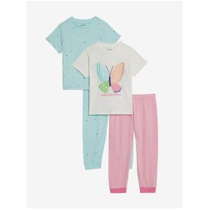 Sada dvou holčičích pyžam v růžové, bílé a světle modré barvě Marks & Spencer obraz