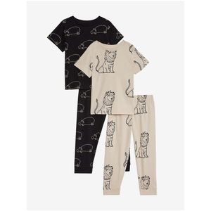 Sada dvou dětských pyžam s motivem zvířátek v béžové a černé barvě Marks & Spencer obraz