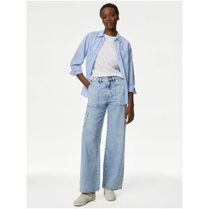 Světle modré dámské wide fit džíny s vysokým pasem Marks & Spencer obraz