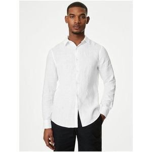 Bílá pánská lněná košile Marks & Spencer obraz