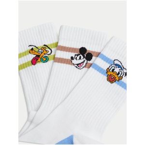 Sada tří párů dětských ponožek s motivem Disney v bílé barvě Marks & Spencer obraz
