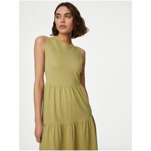 Světle zelené dámské šaty s volánem Marks & Spencer obraz