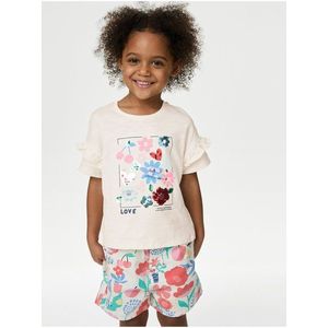 Krémové holčičí tričko s flitry Marks & Spencer obraz