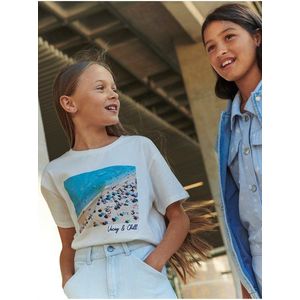 Krémové holčičí tričko z čisté bavlny Marks & Spencer obraz