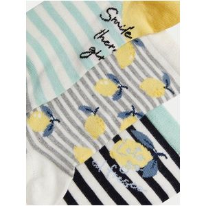Sada tří párů kotníkových ponožek Sumptuously Soft™ s motivem citrónů Marks & Spencer obraz