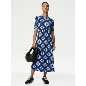 Modré dámské žerzejové midi šaty Marks & Spencer obraz