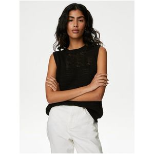 Černé dámské pletené tílko s vysokým podílem bavlny Marks & Spencer obraz