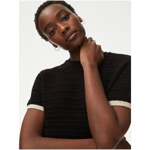 Černý dámský svetr s krátkým rukávem Marks & Spencer obraz