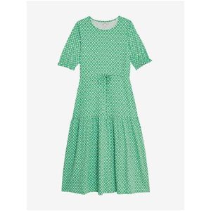 Zelené dámské vzorované žerzejové midi šaty s volánem Marks & Spencer obraz