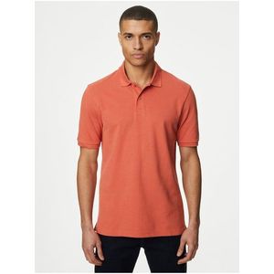 Oranžové pánské polo tričko z čisté bavlny Marks & Spencer obraz