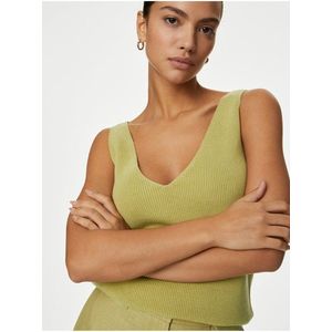Zelené dámské pletené tílko s vysokým podílem bavlny Marks & Spencer obraz
