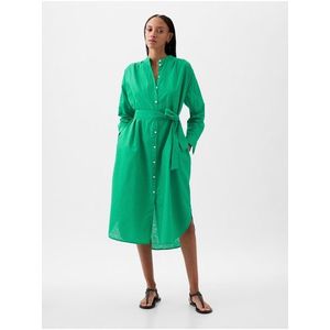 Zelené dámské lněné midi šaty GAP obraz