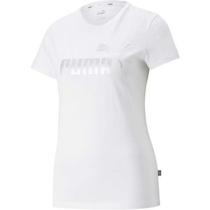Puma ESSENTIALS+ METALLIC LOGO TEE Dámské tričko, bílá, velikost obraz