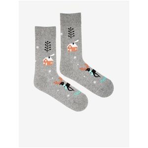 Šedé dámské vzorované ponožky Fusakle Jelene na snehu obraz